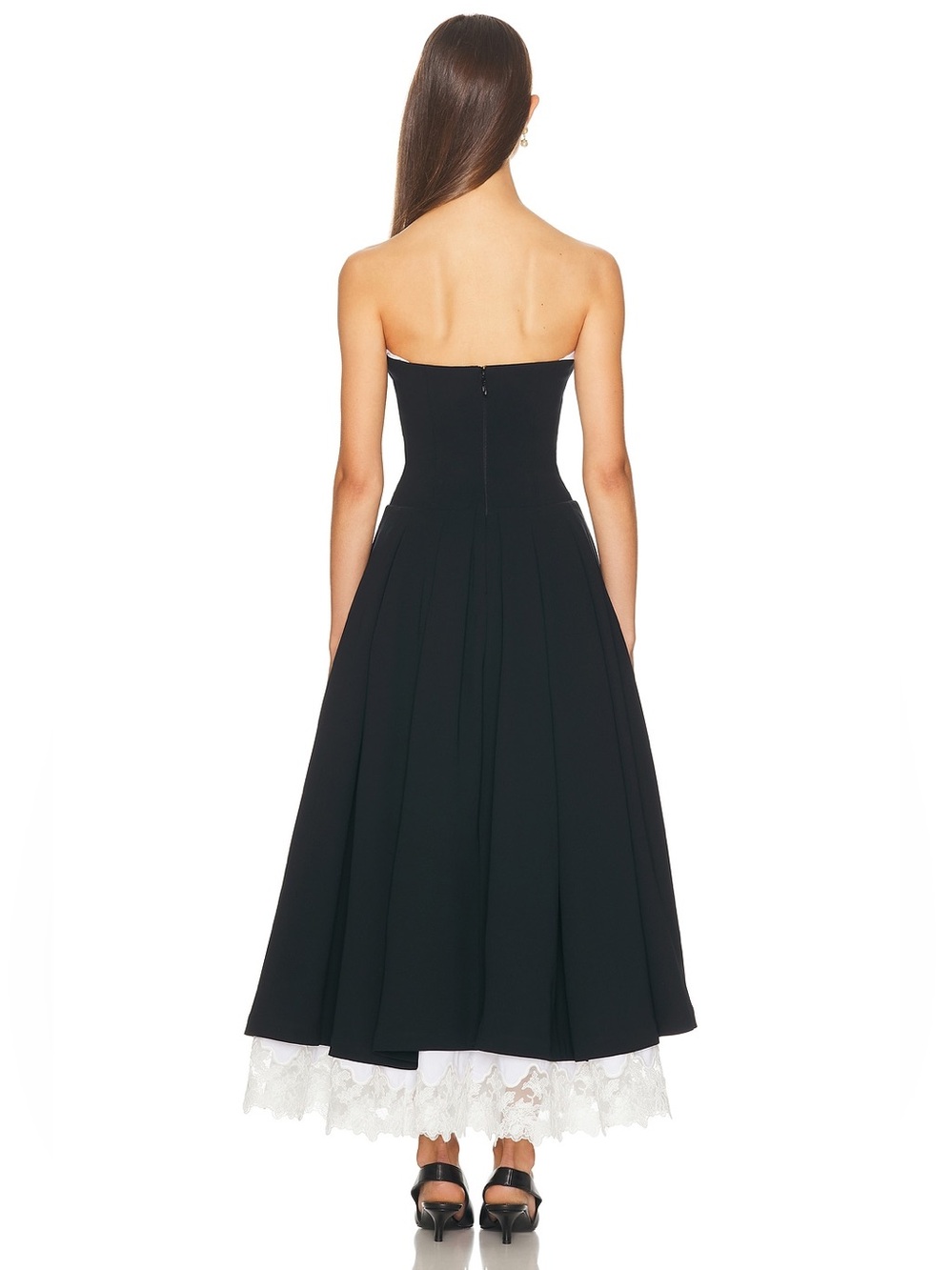 NWT Helsa The Finale Midi Dress with Lace & Poplin - Black/ White Small - Picture 14 of 15